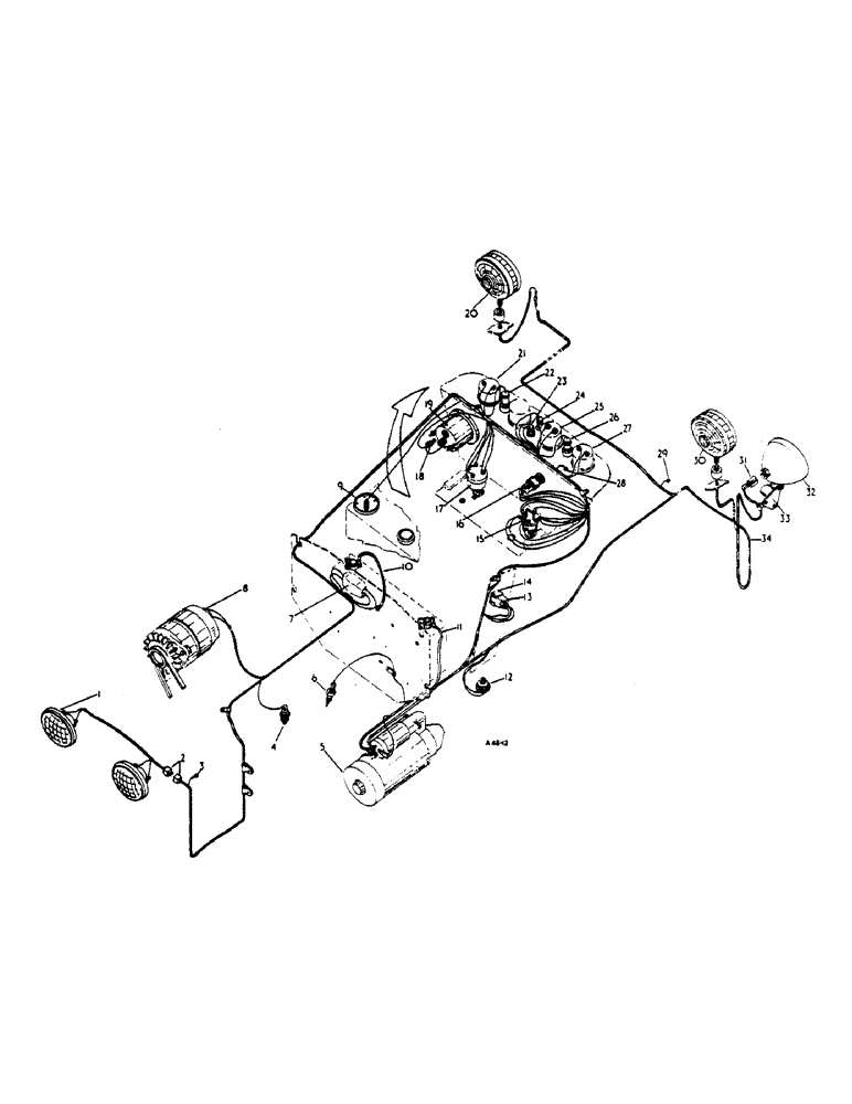 Схема запчастей Case IH 364 - (3-21) - ELECTRICAL, ELECTRICAL SYSTEM USA/CANADA, TRACTORS FITTED WITH ALTERNATOR (06) - ELECTRICAL SYSTEMS