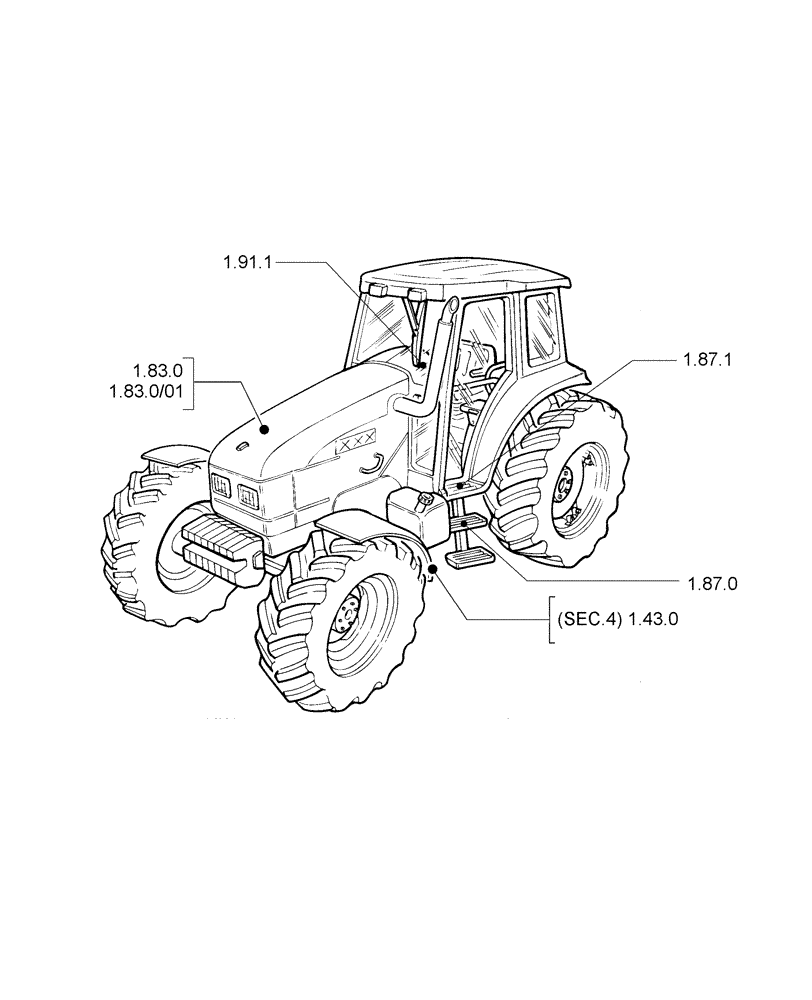 Схема запчастей Case IH JX1080U - (1.82.9 ) - (SEC. 08) SHEET METAL (08) - SHEET METAL
