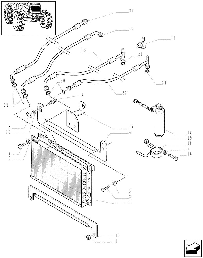 Схема запчастей Case IH JX60 - (0.88.0[01A]) - (VAR.641-958) AIR CONDITIONING UNIT - CONDENSER - D6847 (01) - ENGINE