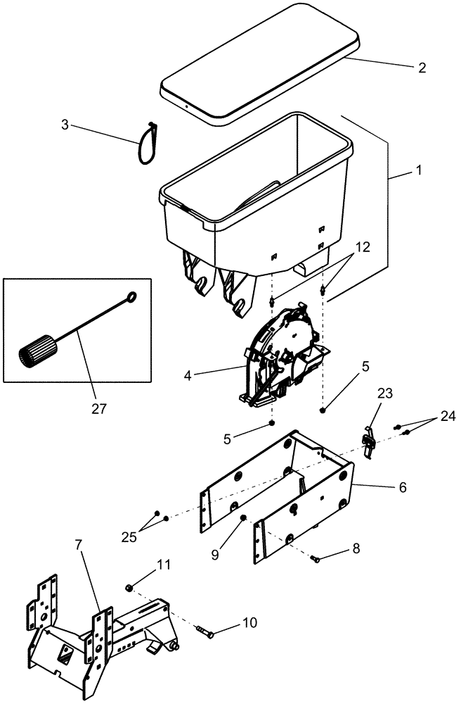 Схема запчастей Case IH 1250 - (61.100.02[01]) - SEED DRIVE - METER AND HOPPER ASSEMBLY BSN YAS007025 (61) - METERING SYSTEM