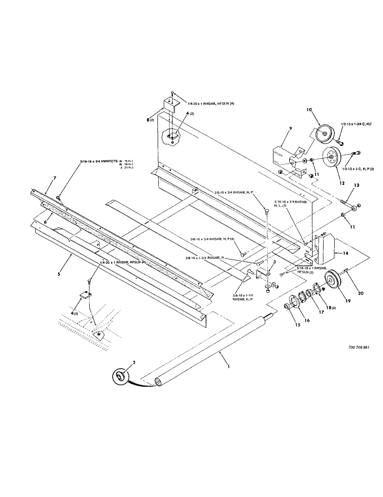 Схема запчастей Case IH 8830 - (48) - DRAPER FRAME AND CENTER ROLLER ASSEMBLY, RIGHT (58) - ATTACHMENTS/HEADERS
