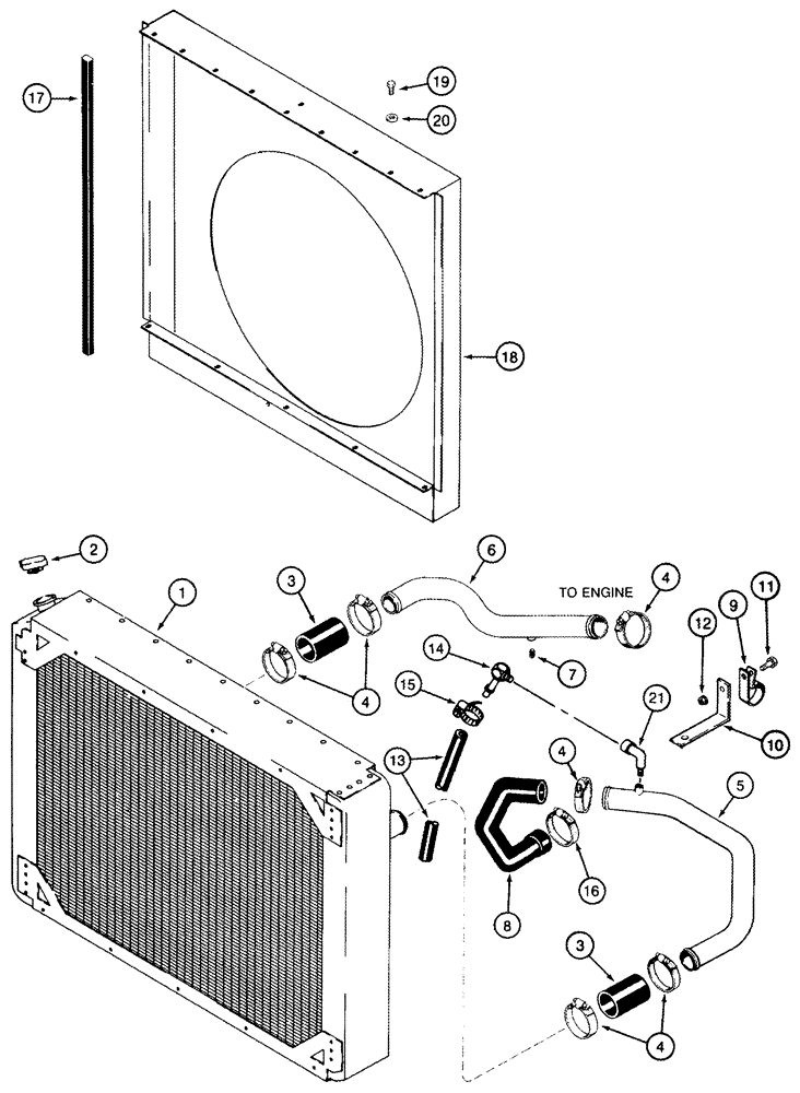 Схема запчастей Case IH 2555 - (02-01) - RADIATOR FAN SHROUD (01) - ENGINE