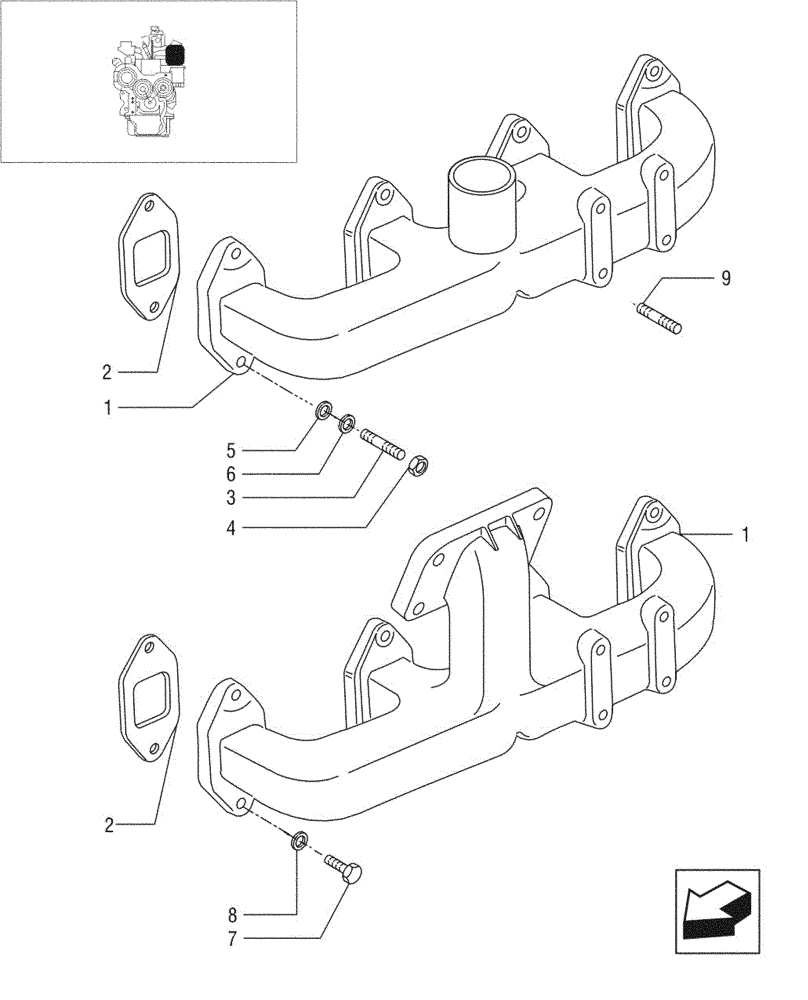Схема запчастей Case IH JX95 - (0.07.6/04[02]) - EXHAUST MANIFOLD - TIER 1 ENGINE (01) - ENGINE