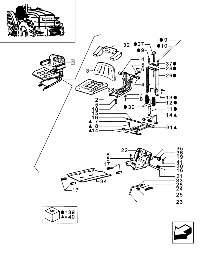 Схема запчастей Case IH JX95 - (1.93.3/ A) - SEAT, SUPPORT AND COMPONENT PARTS (10) - OPERATORS PLATFORM/CAB