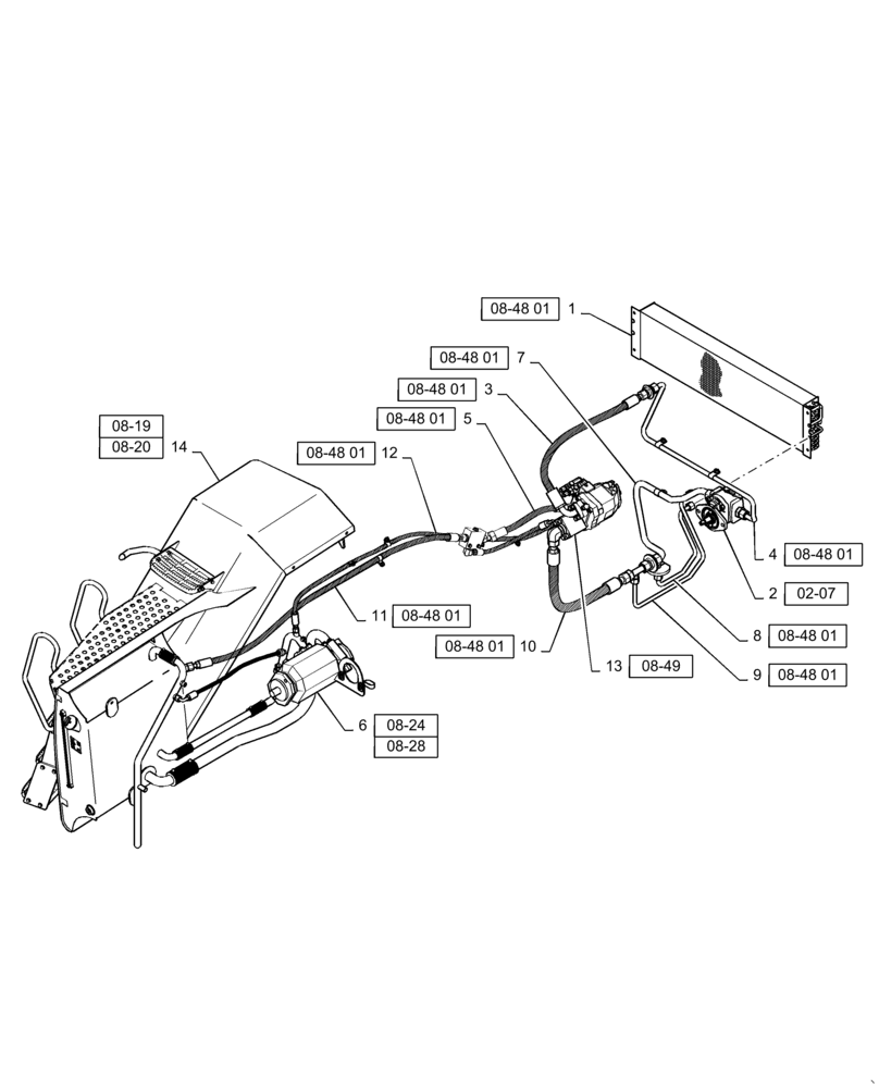 Схема запчастей Case IH STEIGER 535 - (01A-22) - HYDRAULICS - HYDRAULIC FAN DRIVE CIRCUITRY, STEIGER 535 (00) - PICTORIAL INDEX