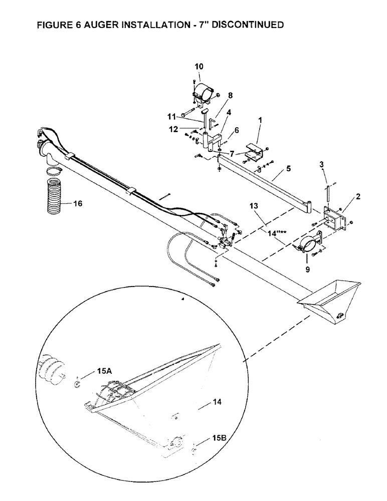 Схема запчастей Case IH 2400 - (A12) - FIGURE 6 AUGER INSTALLATION - 7" DISCONTINUED 