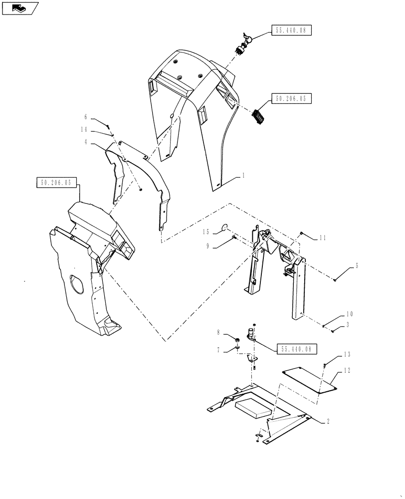 Схема запчастей Case IH STEIGER 350 - (90.160.05) - CONSOLE AND SUPPORT - FRONT (90) - PLATFORM, CAB, BODYWORK AND DECALS