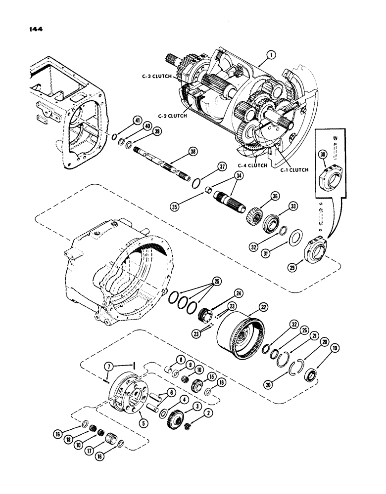 Схема запчастей Case IH 770 - (144) - PLANETARY AND OUTPUT SHAFT, POWER SHIFT (06) - POWER TRAIN