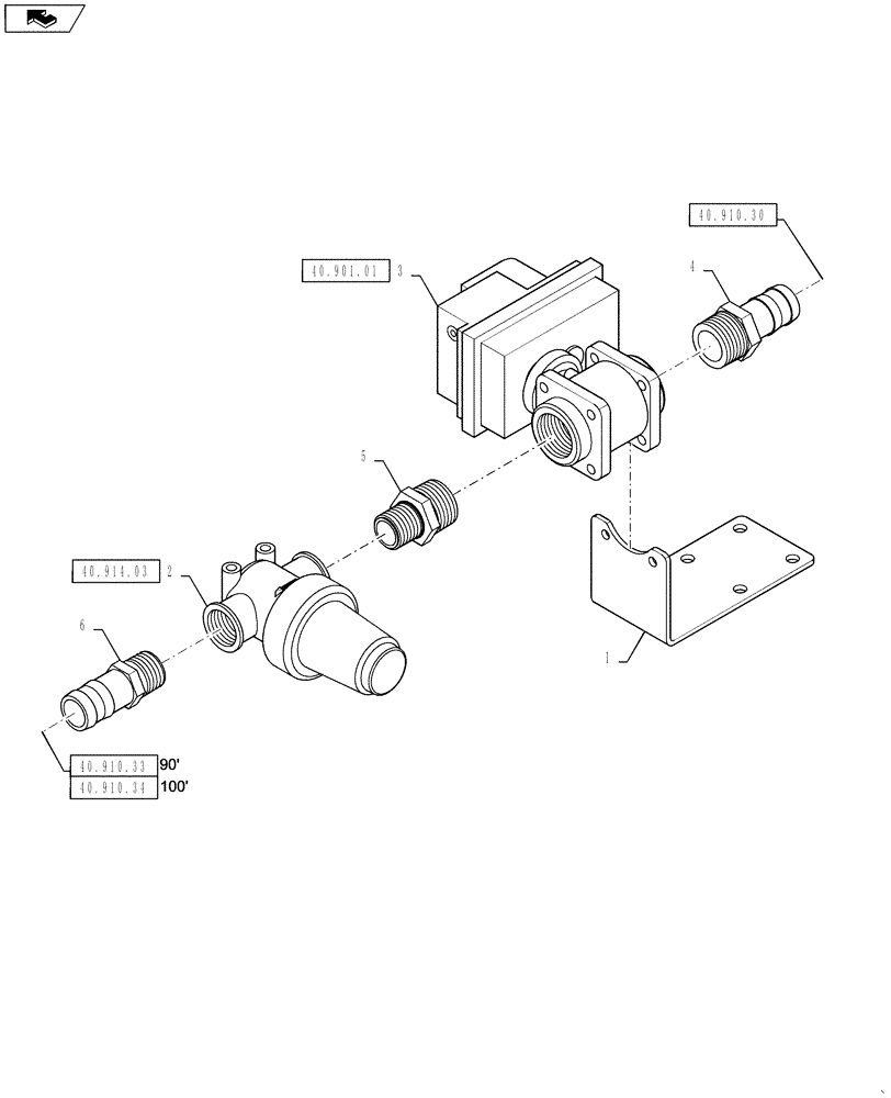 Схема запчастей Case IH 4430 - (40.910.32) - OUTER SECTION VALVE GROUP, 6 SECTION, LH/RH, 90/100 BOOM (40 ) - PLUMBING