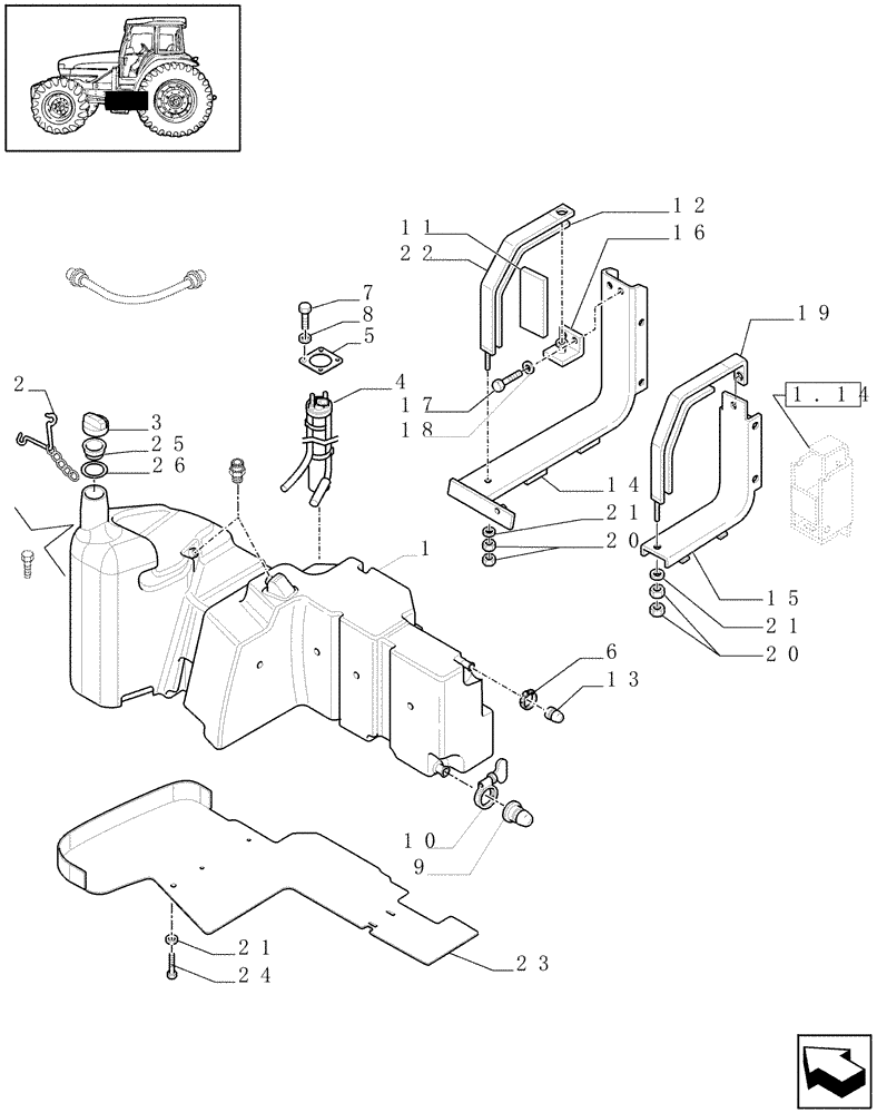 Схема запчастей Case IH MXU115 - (1.14.0/03[02A]) - (VAR.009) JAPAN VERSION - FUEL TANK AND ASSOCIATED PARTS - D6240 (02) - ENGINE EQUIPMENT