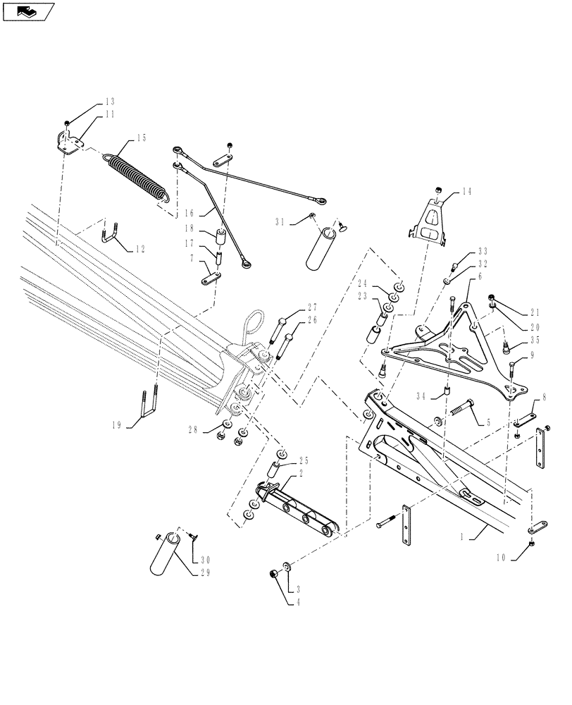 Схема запчастей Case IH 4430 - (39.130.23[01]) - BOOM BREAKAWAY ASSEMBLY, 120’ BOOM (39) - FRAMES AND BALLASTING
