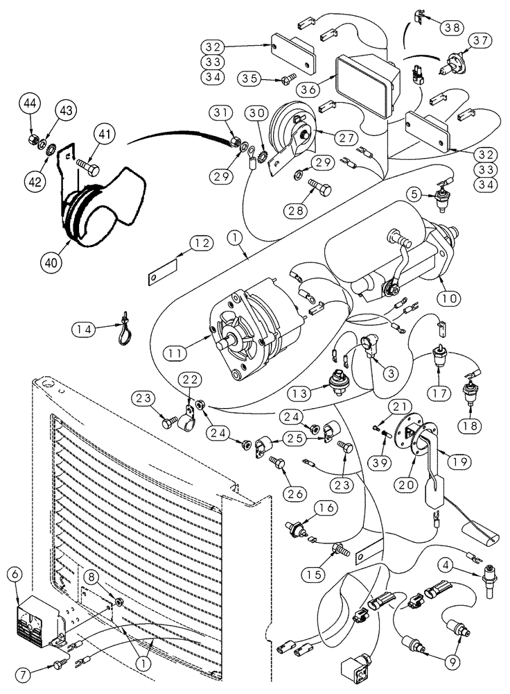 Схема запчастей Case IH 90XT - (04-10) - HARNESS CHASSIS NORTH AMERICA/EUROPE - JAF0245224, REAR (04) - ELECTRICAL SYSTEMS
