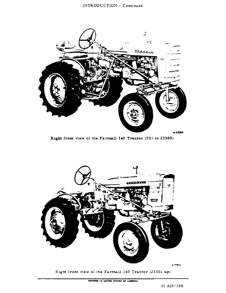 Схема запчастей Case IH 140 - (01-14) - INTRODUCTION - RIGHT FRONT VIEW OF FARMALL 140 TRACTOR (00) - GENERAL
