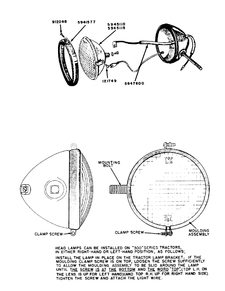 Схема запчастей Case IH 300-SERIES - (078) - G13140 AND G13172 HEAD LAMPS (04) - ELECTRICAL SYSTEMS