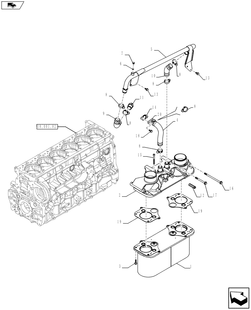 Схема запчастей Case IH F3DFA613A E001 - (10.408.02) - HEAT EXCHANGER (504386770) (10) - ENGINE