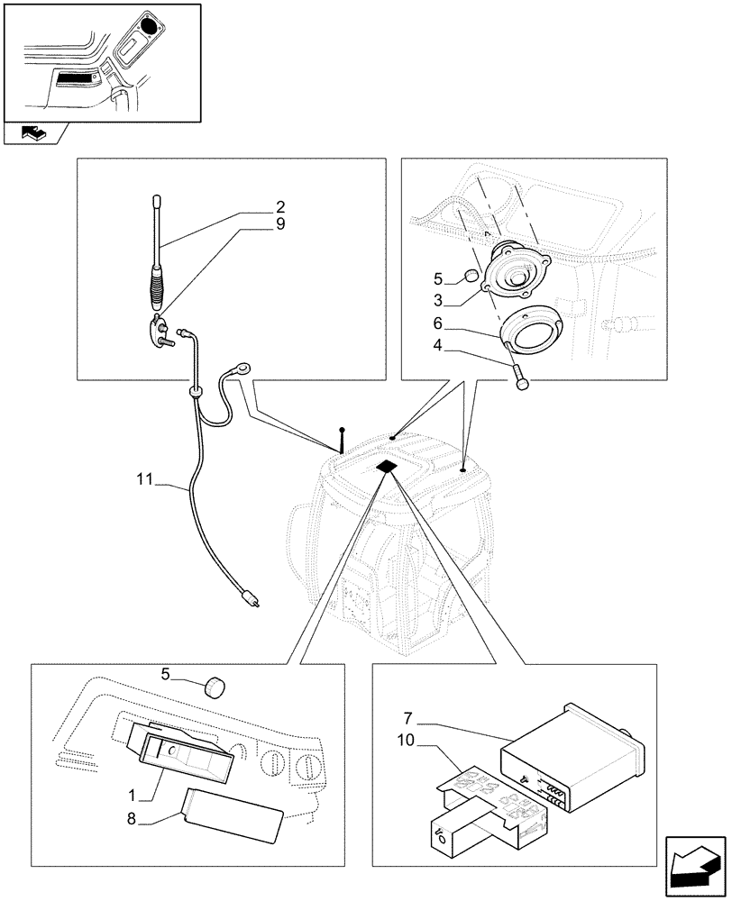 Схема запчастей Case IH PUMA 165 - (1.75.9) - INTENDED FOR RADIO INSTALLATION (06) - ELECTRICAL SYSTEMS