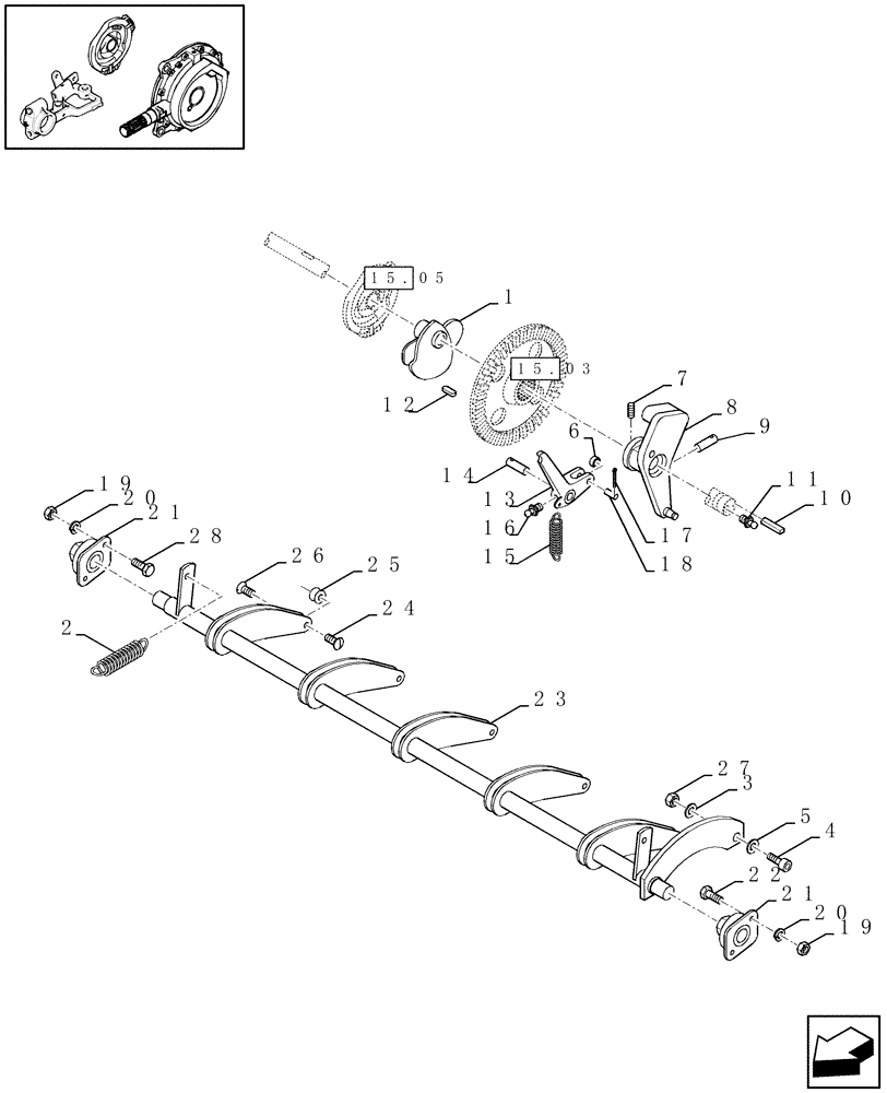 Схема запчастей Case IH LBX421R - (15.04[01]) - KNOTTER TRIP MECHANISM AND TUCKER ARM (15) - KNOTTER /WRAPPER