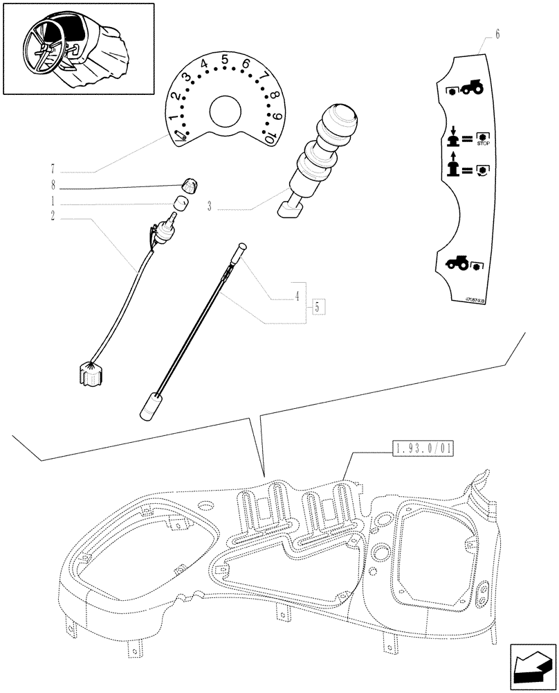 Схема запчастей Case IH MAXXUM 100 - (1.91.1/06) - NOT INTEGRATED FRONT HPL WITH 6 SPLINES PTO - SWITCHES AND CABLES - C6335 (VAR.330813) (10) - OPERATORS PLATFORM/CAB
