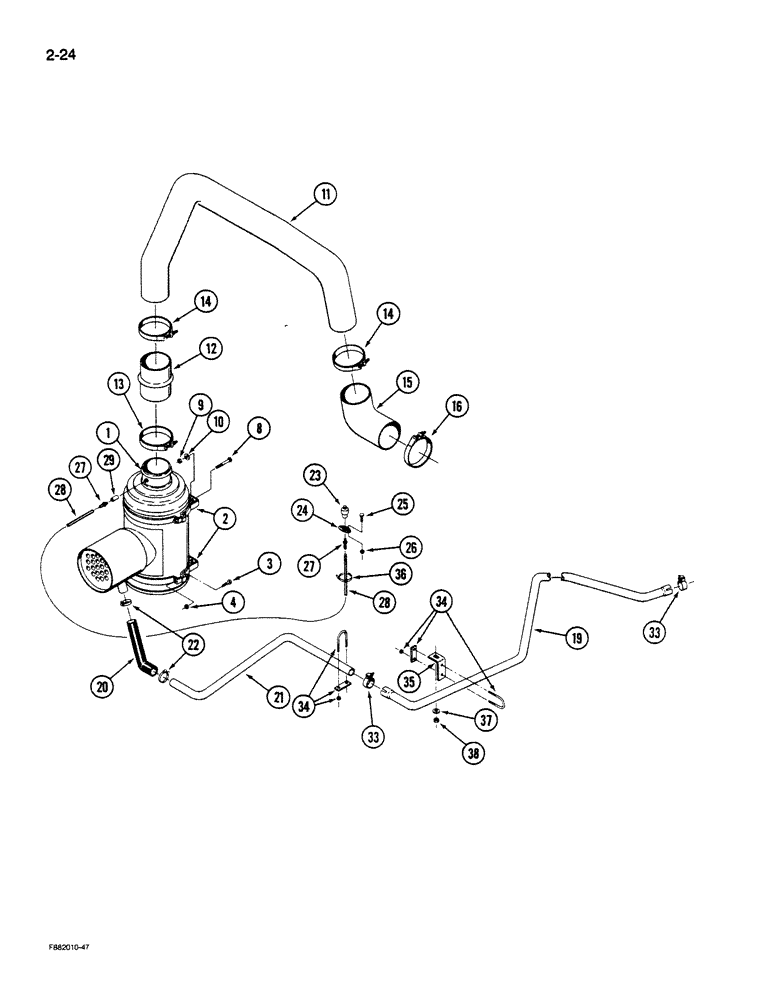 Схема запчастей Case IH STEIGER - (2-024) - AIR INDUCTION SYSTEM, L-10 ENGINE (02) - ENGINE
