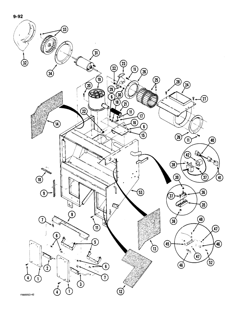 Схема запчастей Case IH 9180 - (9-092) - AIR CONDITIONING AND HEATER MODULE INTERNAL COMPONENTS CAB (09) - CHASSIS/ATTACHMENTS