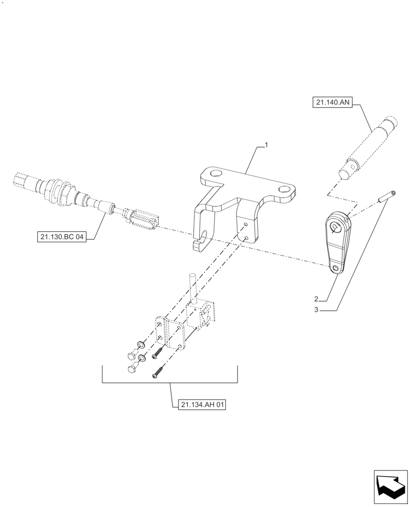 Схема запчастей Case IH FARMALL 110A - (21.162.AB) - MECHANICAL REVERSE ACTUATOR (21) - TRANSMISSION