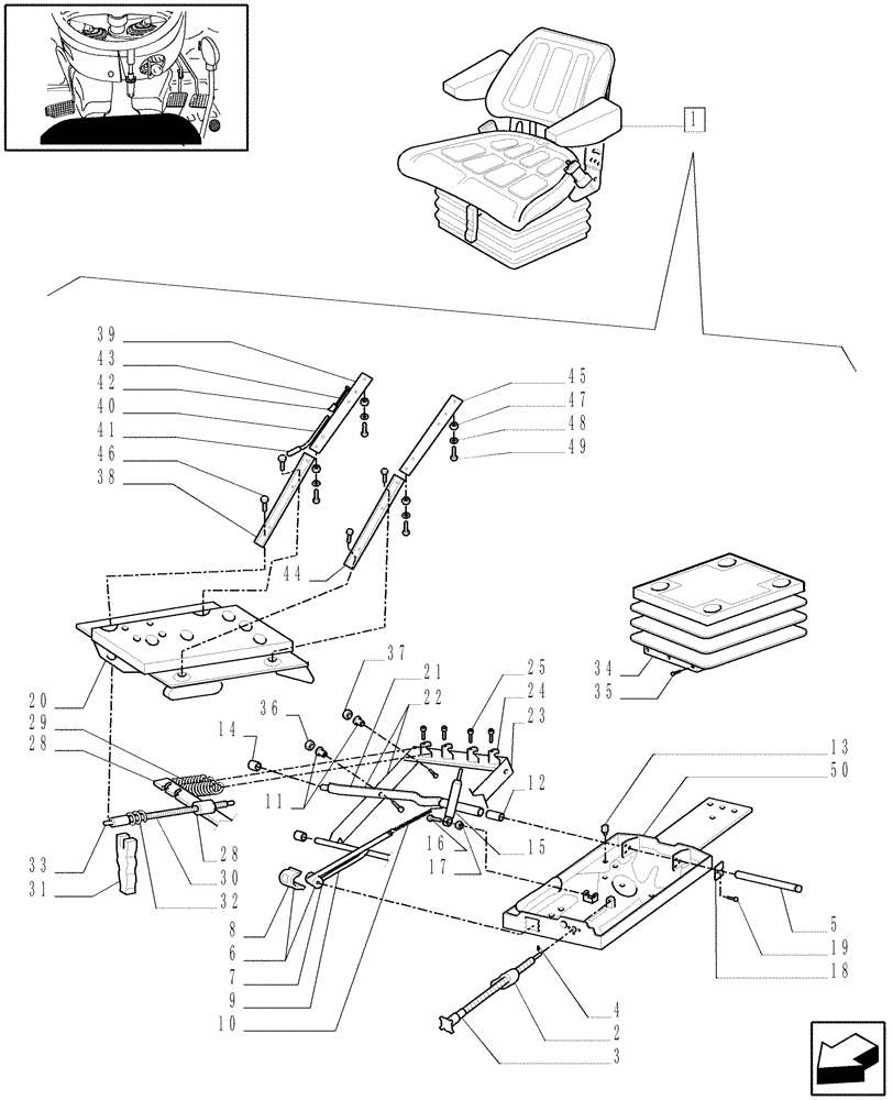 Схема запчастей Case IH JX65 - (1.93.3/06B[02]) - (VAR.963) DELUXE FABRIC SEAT WITH BELTS, SUPPORT AND SAFETY SWITCH - BREAKDOWN - D5652 (10) - OPERATORS PLATFORM/CAB