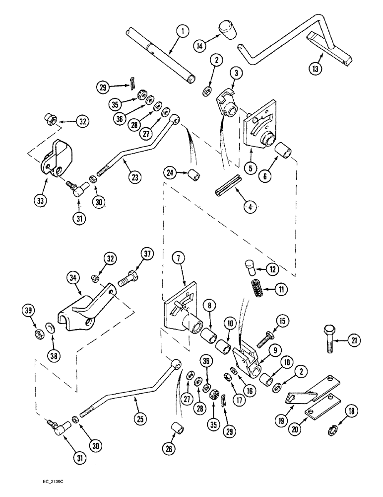 Схема запчастей Case IH 3230 - (6-062) - TRANSMISSION RANGE SHIFT CONTROL, TRACTOR WITHOUT CAB, WITHOUT FORWARD AND REVERSE (06) - POWER TRAIN