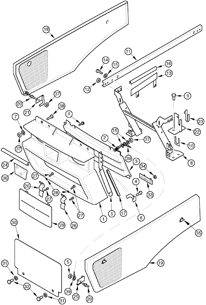 Схема запчастей Case IH CX100 - (09-07) - FRONT GRILLE AND SIDE PANELS (09) - CHASSIS/ATTACHMENTS