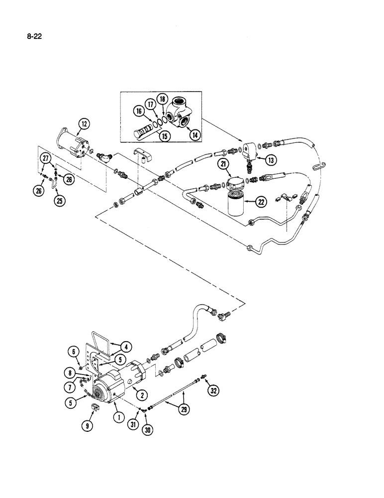 Схема запчастей Case IH 1490 - (8-22) - PUMP HYDRAULIC SYSTEM, 1490 & 1590 MOWER CONDITIONER (07) - HYDRAULICS