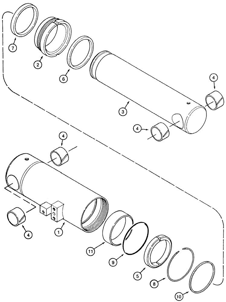 Схема запчастей Case IH 2555 - (08-28) - DRUM LIFT CYLINDER ASSEMBLY JJC0157150- (07) - HYDRAULICS