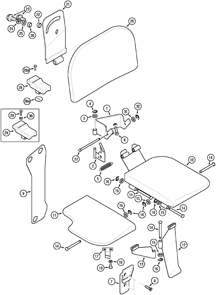 Схема запчастей Case IH MX120 - (09-59) - SEAT CO-WORKER, EUROPE ONLY (09) - CHASSIS/ATTACHMENTS