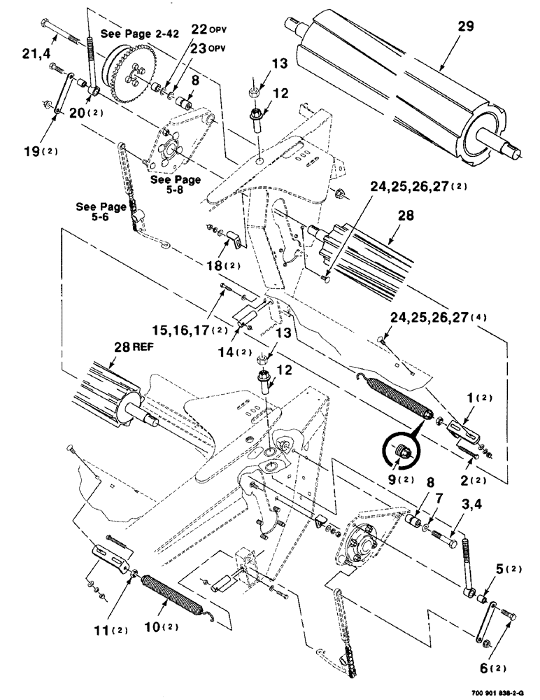 Схема запчастей Case IH 8340 - (5-02) - HAY CONDITIONER ASSEMBLY, UPPER ROLL & TENSIONER (58) - ATTACHMENTS/HEADERS