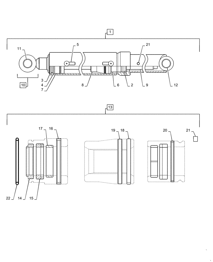 Схема запчастей Case IH L765 - (35.723.050[01]) - BUCKET CYLINDER, HYDRAULIC CYLINDER - MSL (35) - HYDRAULIC SYSTEMS