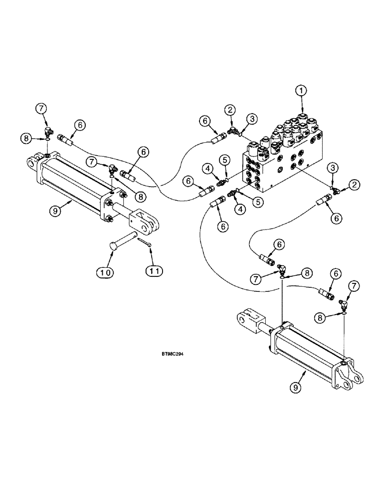 Схема запчастей Case IH 955 - (8-081A) - HYDRAULIC FOLD SYSTEM, W/ HYDRAFORCE CONTROL VALVE PLANTERS BUILT SEP 97 & AFTER (08) - HYDRAULICS