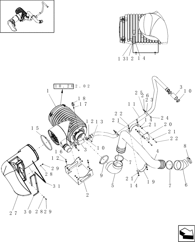 Схема запчастей Case IH 8120 - (10.254.08[02]) - AIR INTAKE - ENGINE - 8120/8120(LA) (10) - ENGINE