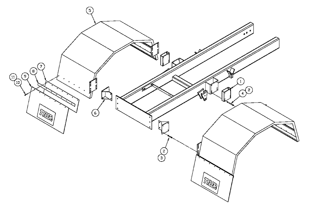 Схема запчастей Case IH 4375 - (10-007) - REAR FENDER, 66” Options