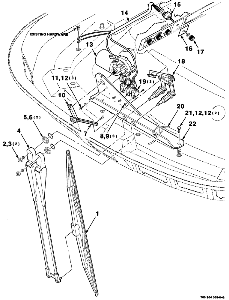 Схема запчастей Case IH 8880 - (09-012) - WINDSHIELD WIPER KIT (88) - ACCESSORIES