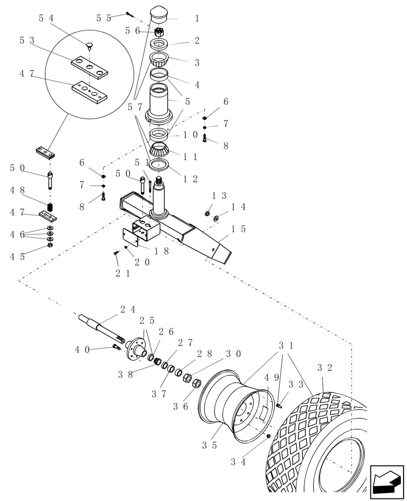 Схема запчастей Case IH ADX3260 - (D.50.C[07]) - ROW CROP CASTER 120" SPACING - CASTER, HUB AND SPINDLE DETAILS D - Travel