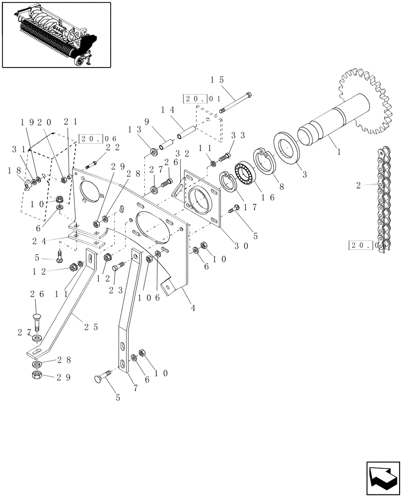 Схема запчастей Case IH HDX20P - (20.07) - JACKSHAFT (58) - ATTACHMENTS/HEADERS