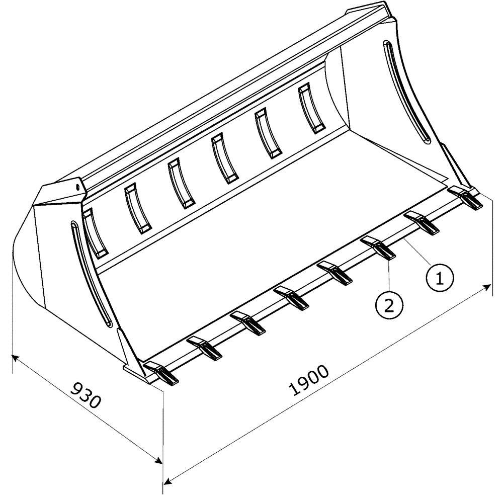 Схема запчастей Case IH L750 - (82.300.AN[09]) - VAR - 717429006 - BUCKET - 185HT (82) - FRONT LOADER & BUCKET