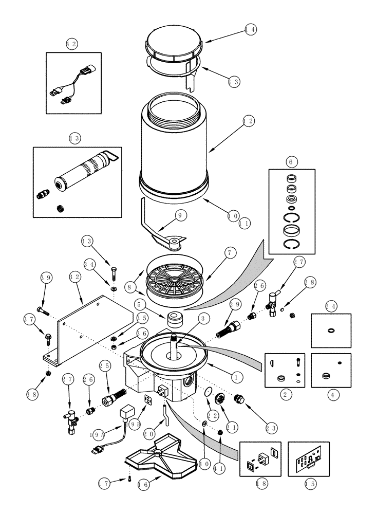 Схема запчастей Case IH CPX610 - (09A-35) - LINCOLN AUTO LUBE PUMP - OPTIONAL BSN JJC0250200; STANDARD ASN JJC0250200 (13) - PICKING SYSTEM