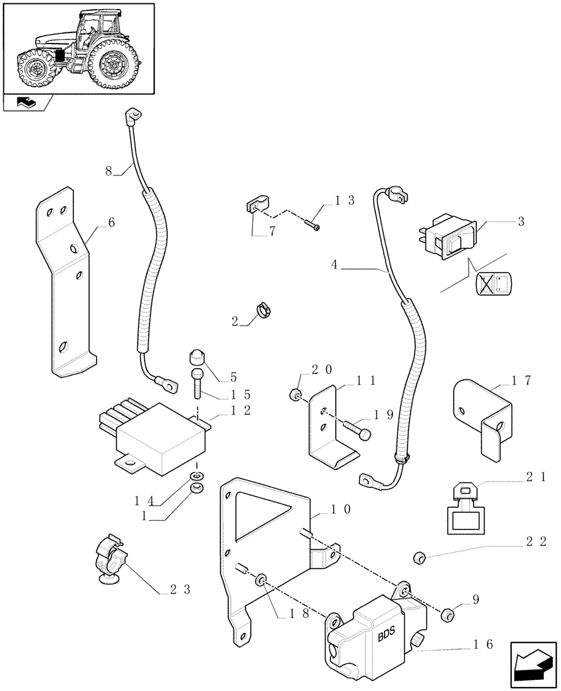 Схема запчастей Case IH FARMALL 85U - (1.75.3/02[01]) - ELECTRICALLY CONTROLLED BATTERY ISOLATOR - D6458 (VAR.330798) (06) - ELECTRICAL SYSTEMS