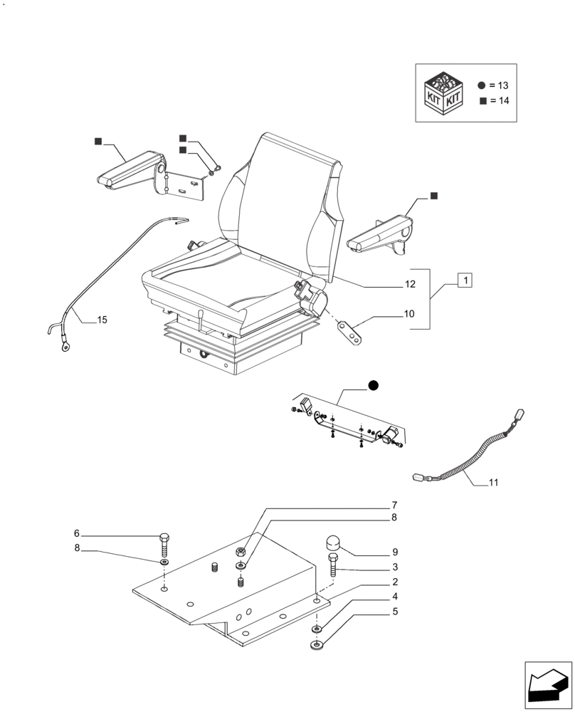 Схема запчастей Case IH FARMALL 110A - (90.120.AD[04]) - AIR SUSPENSION SEAT W SEAT BELT & OPERATOR PRESENT SWITCH (OPTIONAL W/CAB) (90) - PLATFORM, CAB, BODYWORK AND DECALS