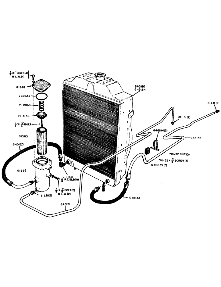 Схема запчастей Case IH 500B-SERIES - (019) - OIL FILTER AND COOLING TUBES, CASE-O-MATIC DRIVE (02) - ENGINE