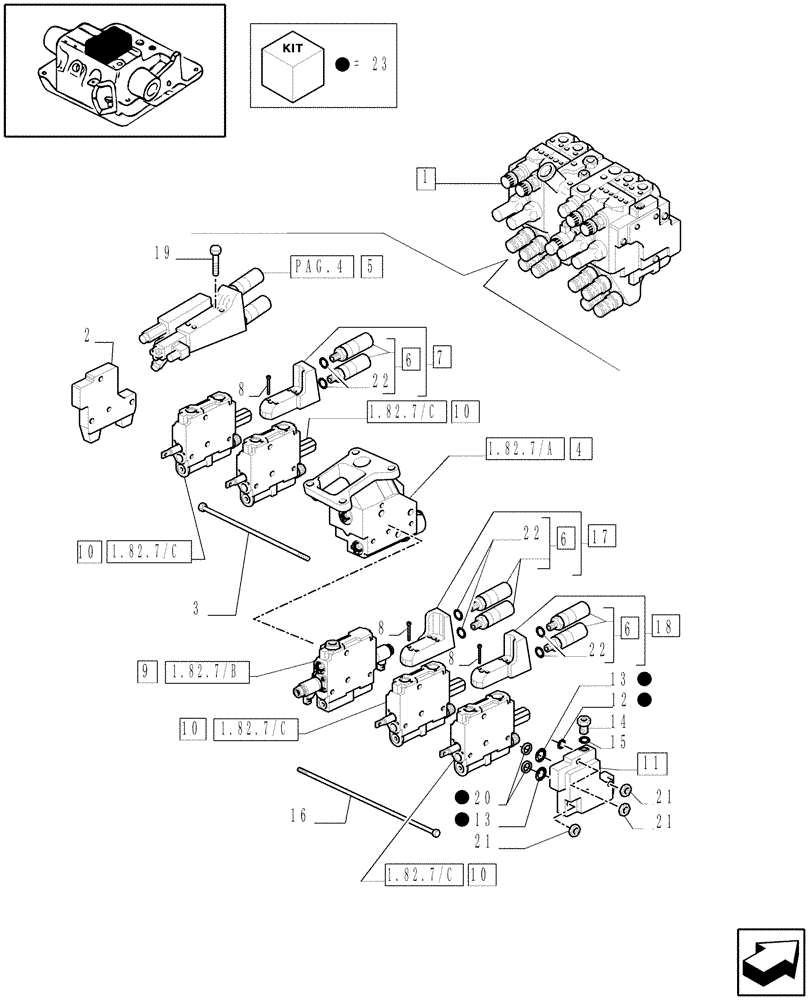 Схема запчастей Case IH MXM155 - (1.82.7/13[02]) - (VAR.900) HYDR. ADJUSTMENT OF RIGHT TIE-ROD FOR CLOSED CCLS CENTRE - CTRL VALVE, RELEVANT PARTS (07) - HYDRAULIC SYSTEM