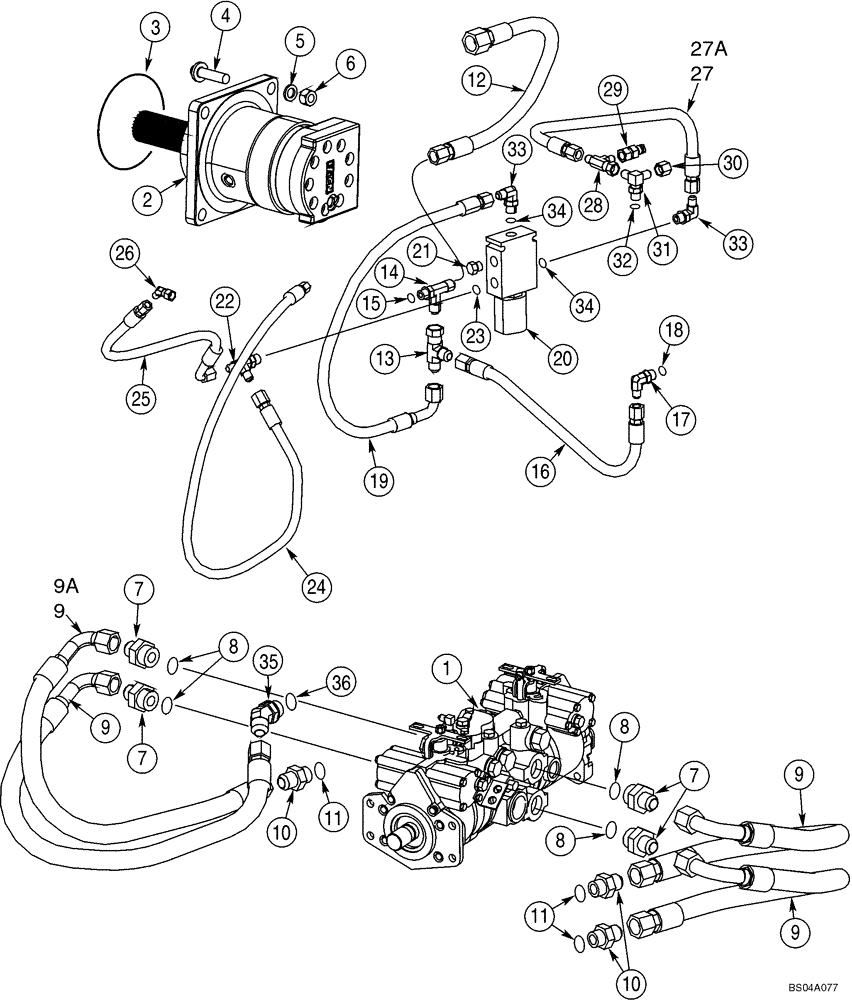 Схема запчастей Case IH 70XT - (06-03) - HYDROSTATICS - PUMP AND DRIVE MOTORS (NORTH AMERICA) (06) - POWER TRAIN