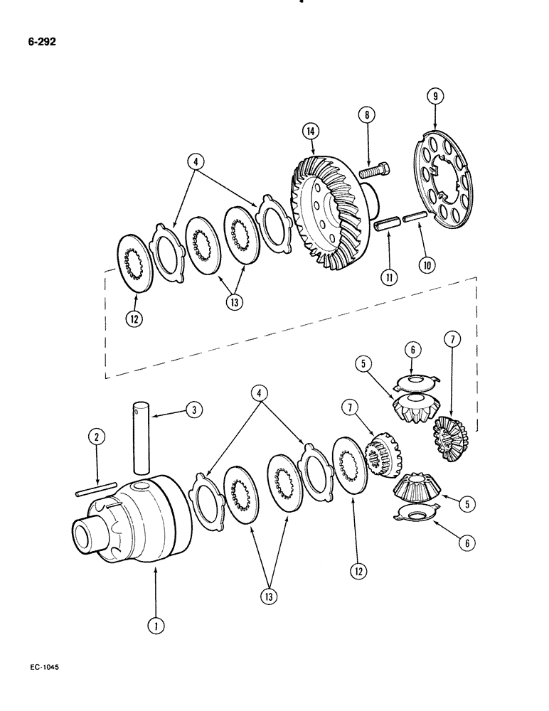 Схема запчастей Case IH 885 - (6-292) - DIFFERENTIAL, 4 WHEEL DRIVE, APL-330 FRONT AXLE (06) - POWER TRAIN