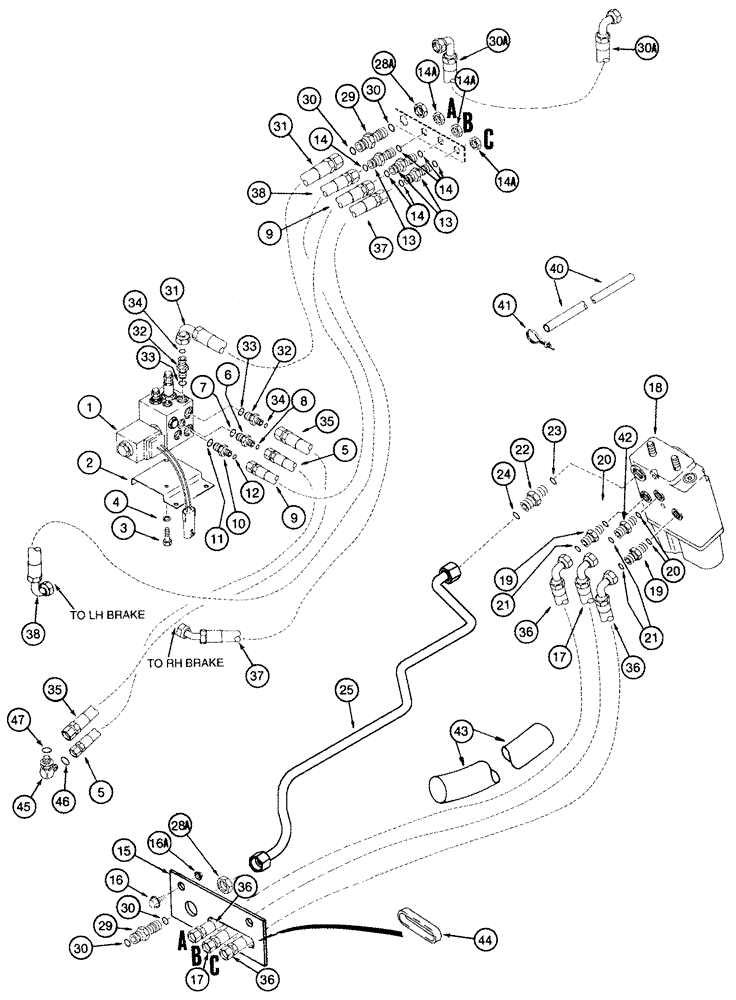 Схема запчастей Case IH CPX610 - (07-02) - HYDRAULICS MASTER BRAKE (5.1) - BRAKES