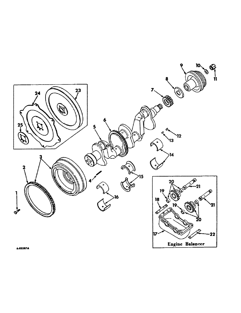 Схема запчастей Case IH D-188 - (C-11) - CRANKSHAFT, FLYWHEEL AND BEARINGS 