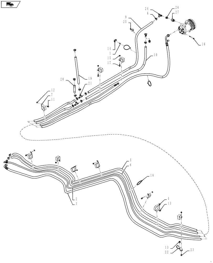 Схема запчастей Case IH 7130 - (50.200.06) - HEATER-AIR CONDITIONING-COMPRESSOR TO CONDENSOR AND CAB/CHASSIS/DEF CONNECTIONS 61/7130 T2/T4 (50) - CAB CLIMATE CONTROL